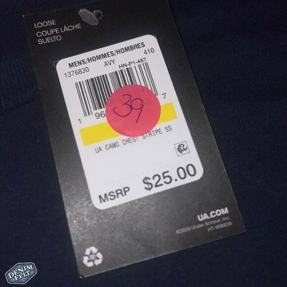 UNDER ARMOUR Men’s Navy Blue Camo Chest Stripe Short Sleeve Sports T-shirt/Tee - Picture 10 of 11